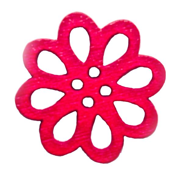 Kinderknop als bloemen van hout in rood 20 mm 0,79 inch